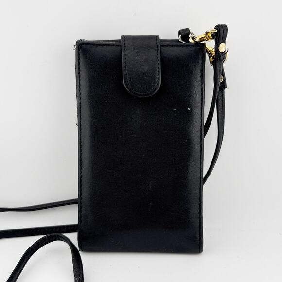 Vintage Anne Klein Leather Crossbody Wallet Purse Women's Black Adjustable Strap - Picture 2 of 14